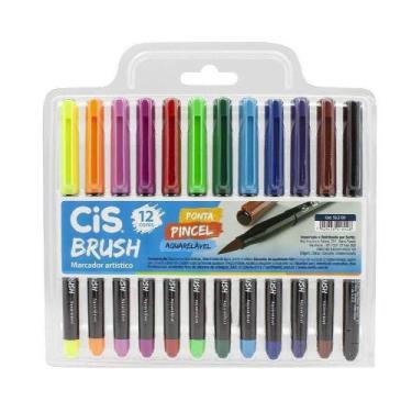 Imagem de Caneta Cis Brush Aquarelável 12 Cores, 12