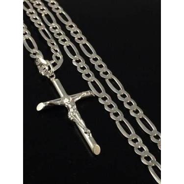 Imagem de Corrente Prata Maciça 925 Masculina 60 Cm C/ Crucifixo - Lojas La&Ny ,
