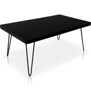 Imagem de Mesa de Centro Dublin Retangular em Aço e MDF Clean - Preta - Genus Mó