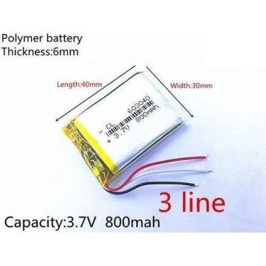 Imagem de Bateria 800mah 3 Fios 3,7v Aquário Telefone Baba Som - bgb