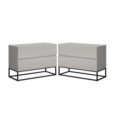 Imagem de Kit 2 mesa de cabeceira industrial com gaveta eros 60cm para quarto ca