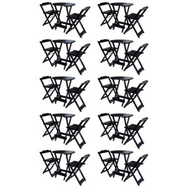 Imagem de Kit 10 Jogos de Mesa Bistrô de Madeira com 2 Cadeiras Dobravel Ideal p