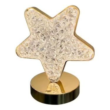 Imagem de Luminária de Mesa Cristal, Abajur Recarregável LED com 3 Cores, Toque Estrela