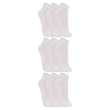 Imagem de Kit com 9 Meias Esportiva Cano Curto Trifil 8004, Branco, 39-43
