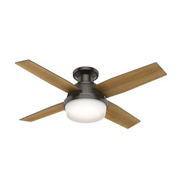 Imagem de Ventilador de teto baixo perfil interno Hunter Dempsey com luz LED e controle remoto