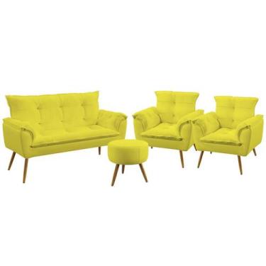 Imagem de Kit Poltrona Namoradeira e 2 Poltronas Decorativas Estofada para Sala 