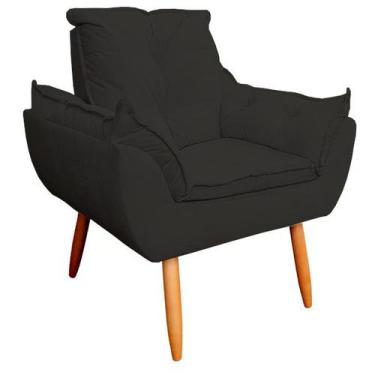 Imagem de Poltrona Decorativa Opala Sala de Estar Tecido Suede Kimi Decor, Preto