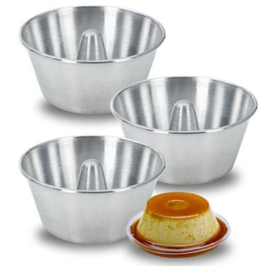 Imagem de Kit 3 Formas de Pudim e Bolo 12 cm Mini Assadeiras Redondas com Cone -