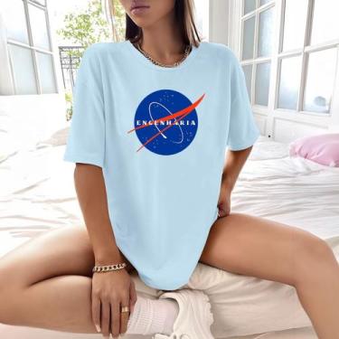 Imagem de Camisa Camiseta Feminina Estampada Nasa Engenharia 100% Algodão Fio 30
