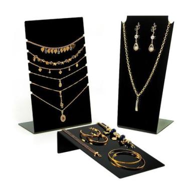 Imagem de Expositor Busto De Brinco E Colar P/ Bijuterias Joias 3 Pçs - Acriliku