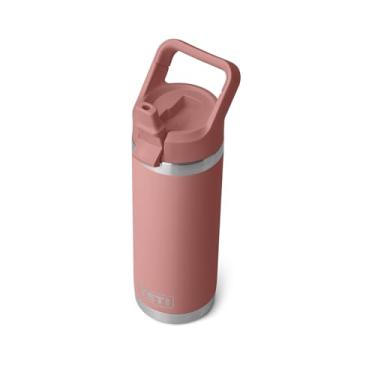 Imagem de YETI Garrafa Rambler de 530 ml, isolada a vácuo, aço inoxidável com tampa de canudo que combina, rosa arenito