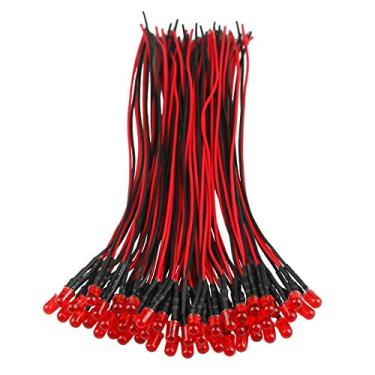 Imagem de EDGELEC 50 peças 12 volts 5 mm luzes LED piscando vermelho diodos emissores (1,5 Hz cor única piscando) pré-fio 7,9 polegadas CC 12 V luz LED difusa lente colorida pequenas lâmpadas LED