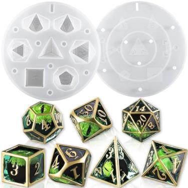 Imagem de LET'S RESIN Moldes de silicone DND grandes atualizados para resina com 7 cavidades, moldes de resina epóxi de jogo estereoscópico poliédrico para fazer dados faça você mesmo, jogo de tabuleiro de mesa