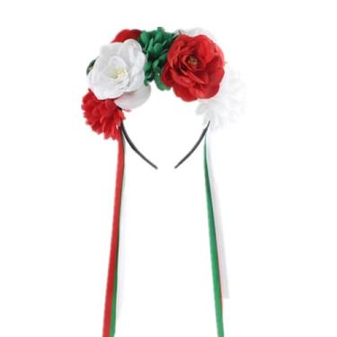 Imagem de Delicate Dew Day of The Dead Flower Headband dia de los muertos costume Halloween Headpiece (Red White Green)