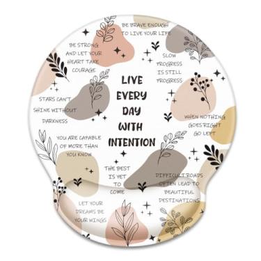 Imagem de WAVEYU Mouse pad ergonômico com suporte de pulso, mousepad base de borracha antiderrapante para mesa, laptop, jogos, computadores de trabalho, digitação fácil e alívio da dor, 22,5 x 25,4 cm, palavras