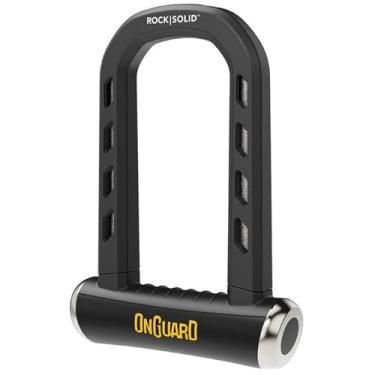 Imagem de OnGuard RockSolid U-Lock – Resistente a esmerilhadeira angular (8,9 cm x 17,5 cm) para bicicleta, motocicleta, esportes motorizados – manilha de 14 mm, mecanismo de bloqueio X4P, leve, 5 teclas
