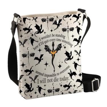 Imagem de BDPWSS Fourth Wing Bolsa transversal Basgiath War College Gift I Will Not Die Today Dragon Rider Fourth Wing Fantasy Reader Gift, Bolsa sem matriz