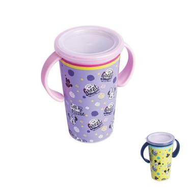 Imagem de Copo Antivazamento 360 Graus Infantil com Tampa e Alça 280 ml Mickey M
