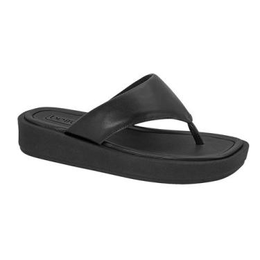Imagem de Tamanco Feminino Beira Rio Conforto Dedo Tira Grossa Anabela, Preto, 3