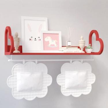 Imagem de Prateleira mdf tipo coração para livros com varão várias cores - beca 