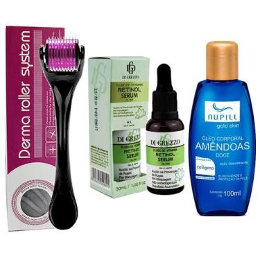 Imagem de Kit Microagulhamento: Dermaroller + Sérum Hidratante Retinol + Óleo Co