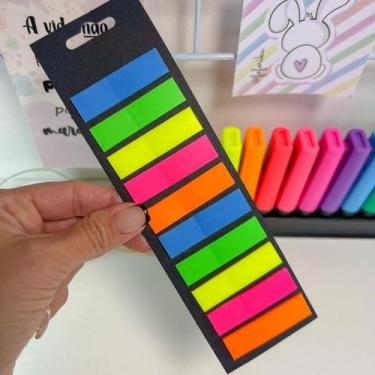 Imagem de Marca Página Adesivo Retangular Sticky Notes Neon Transparente Pet Mar
