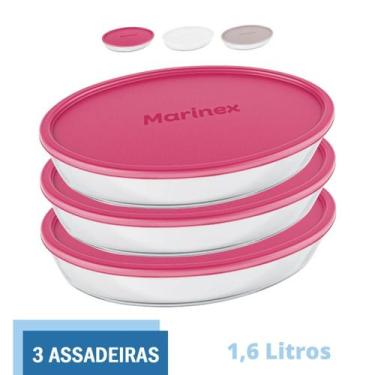 Imagem de Assadeira de Vidro Temperado Com Tampa 1,6L Marinex - 3 Un - NADIR FIG