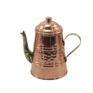 Imagem de Bule em Cobre Bico Bronze Chaleira Café e Chá Jarra Tampa G - Metal Ar