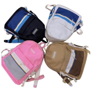 Imagem de Mochila Unissex Escolar Lona Grande Reforçada  - Alwy, Marrom-claro