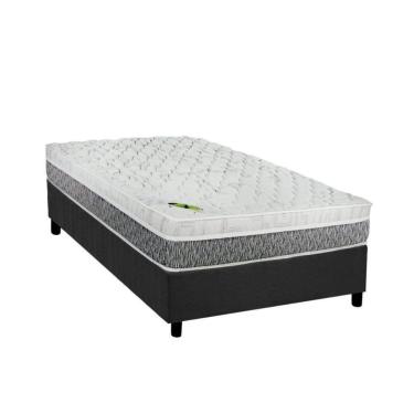Imagem de  Cama Box Solteiro: Colchão Molas Ensacadas Luckspuma MasterPocket Aspen + Base CRC Suede Gray(88x188)