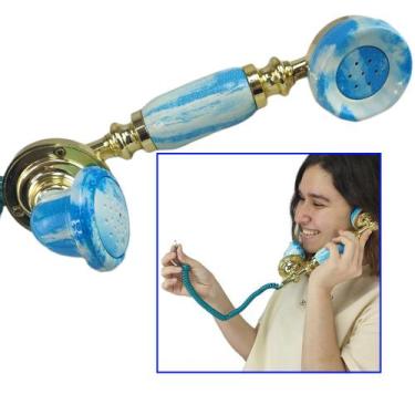 Imagem de Gancho Monofone Telefone Fixo Linha Estilo Retro Azul Decoraçao Recepç