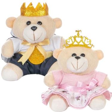 Imagem de Casal De Ursinhos Pelúcia Príncipe E Princesa Realeza Bebe Presente Al