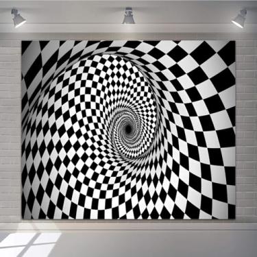 Imagem de Pano de fundo para decoração de vórtice preto e branco, 3 x 2 m, 3D, abstrato, espiral, túnel, foto, perspectiva, futurista, tubo, túnel infinito, crianças, bebês, adultos, retrato de fundo