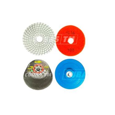 Imagem de Kit Acabamento Porcelanato 45 Graus 5 lixa 100 + 1 rebolo 60 + 1 supor