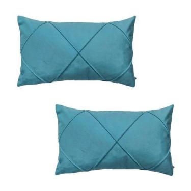 Imagem de Kit 2 Capas para Almofada Drapeada em Veludo Retangular 50x30 com Ench