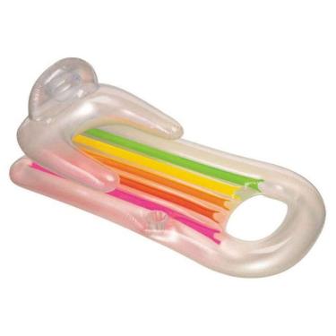 Imagem de Boia colchão inflável para piscina King Cool C/ Encosto (160 X 85Cm) Incolor e colorida 58802