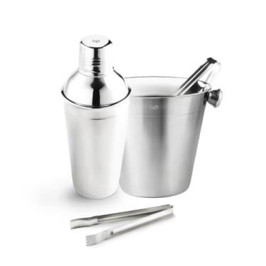 Imagem de Kit Coqueteleira E Balde Para Gelo Multilaser Prata, Prata