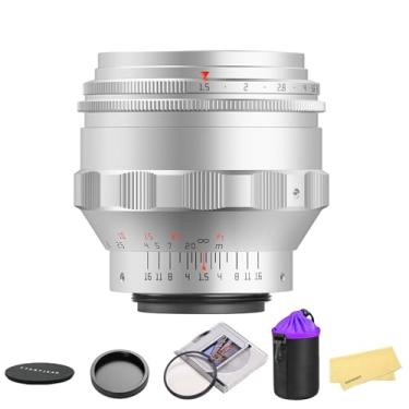 Imagem de TTArtisan 75mm F1.5 Swirly Bokeh Full Frame Large Aperture Lens with 58mm Lens Filter F1.5 and Lens Bag Compatible with M42 Mount Camera Lens-Silver