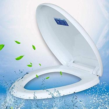 Imagem de Assento de vaso sanitário universal, tampa de vaso sanitário espessada e silenciosa, montada na parte superior para vaso sanitário em forma de o/u, branco-40~44cm * 34cm