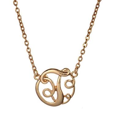 Imagem de Colar com monograma inicial de joias Nexus de 40,64 cm dourado