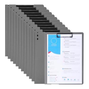 Imagem de PATIKIL 23,5 x 32 cm, 12 pastas de apresentação com clipe forte, capacidade de 100 folhas, pasta de currículo para arquivos de documentos, cinza (estilo vertical)
