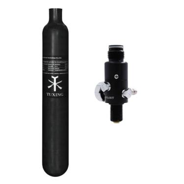 Imagem de TUXING Tanque de ar 4500Psi Pcp 0,7L 42Cu em tanque HPA de fibra de carbono de 700 cc, cilindro de gás, caça de paintball para arma de rifle de ar PCP Daystate e rosca FX M18 * 1,5 (pressão de saída: