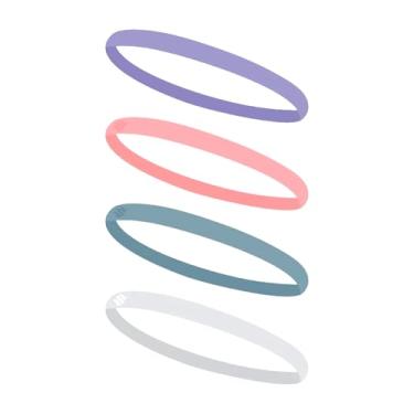 Imagem de SPORTBR – Kit 4 Faixas de Cabelo em Silicone – Roxa e Rosa – Antiderrapantes para Corrida, Treino e Academia