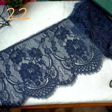 Imagem de Tecido 3 metros preço renda francesa chantilly floral bordado acabamento de renda com cílios recortados vestido de renda DIY costura renda para costura (cor 22)