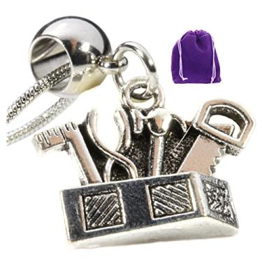 Imagem de Dave The Bunny Colar de caixa de ferramentas – Corrente de cobra de aço inoxidável com pingente de caixa de ferramentas para chave inglesa e martelo – Joias para vovô – Memorial exclusivo para o pai –