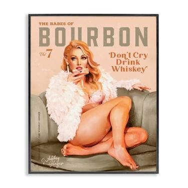 Imagem de Stupell Industries Babes of Bourbon Girl Framed Giclee Wall Art Design por The Whiskey Ginger, moldura preta, 61 x 76 cm