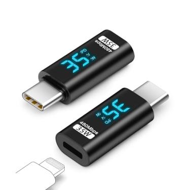 Imagem de AIYEEN Monitor de energia LED para adaptador Lightning para USB C, carregamento rápido PD de 35 W para iPhone 15 Pro Plus Max e transferência de dados, para Lightning fêmea para adaptador USB tipo C