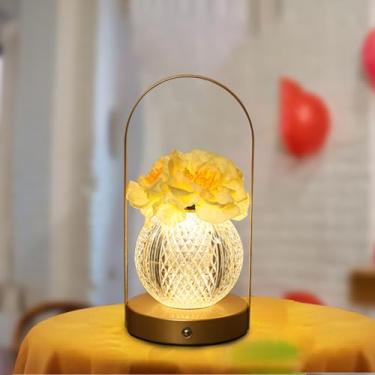 Imagem de Lâmpada LED de Toque de Flor, Luz Decorativa de Flor Artificial, 3 Níveis de Brilho, Bateria Recarregável, Controle de Toque, para Quarto, Sala de Estar, Decoração Ideal para