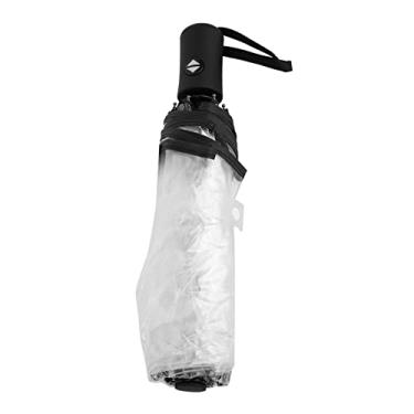 Imagem de Guarda-chuvas de Chuva Transparentes, Guarda-chuva Portátil Dobrável para Mulheres, para Viagens, Negócios, Vida Diária (Preto)