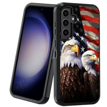 Imagem de BXIKEOPIU Capa para Samsung Galaxy S24 FE, resistente à prova de choque de 3 camadas à prova de poeira/queda, capa protetora robusta para Samsung Galaxy S24 FE 5G (2024), bandeira americana patriótica